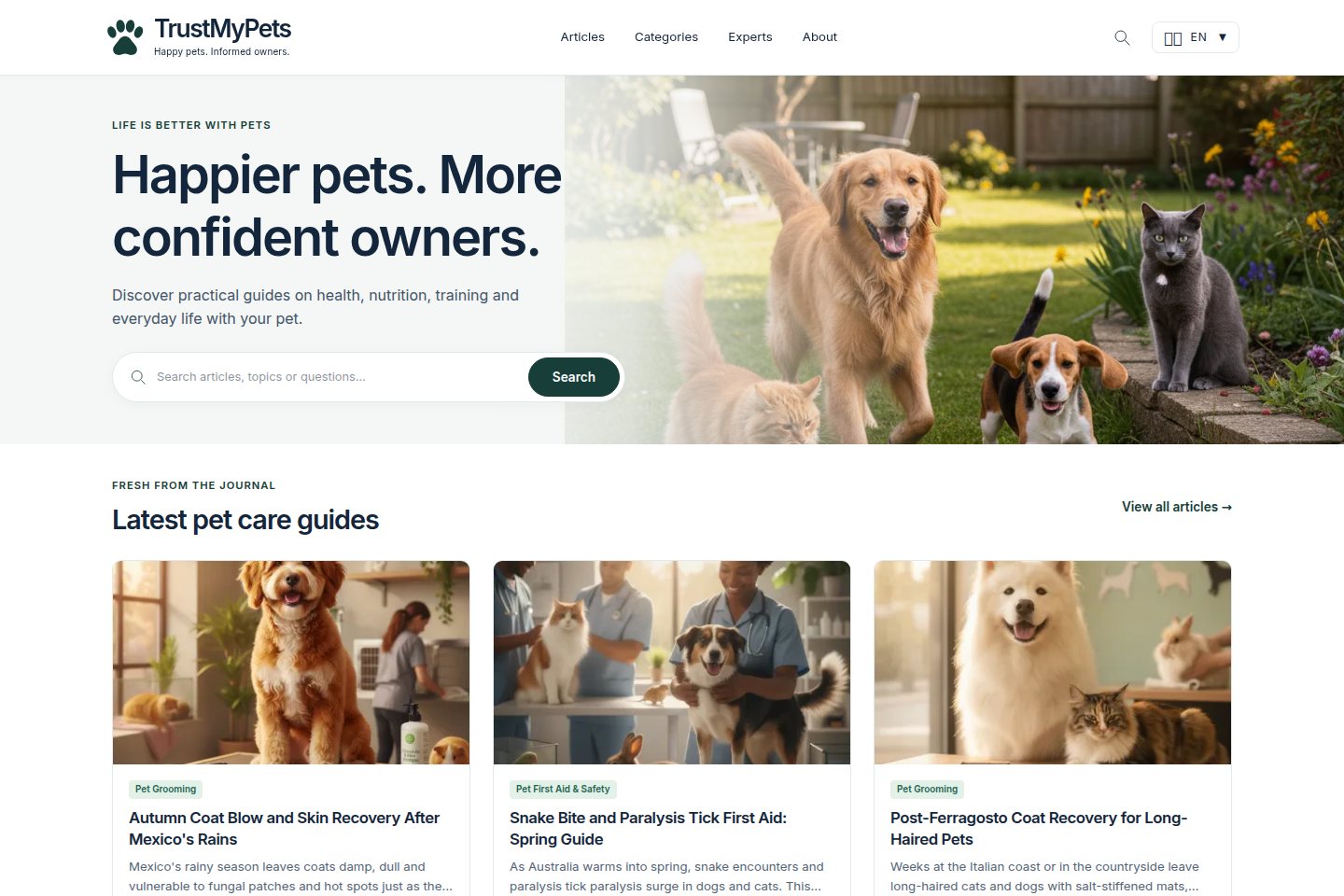 TrustMyPets website preview